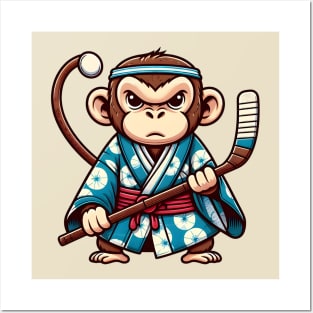 Ice hockey monkey Posters and Art